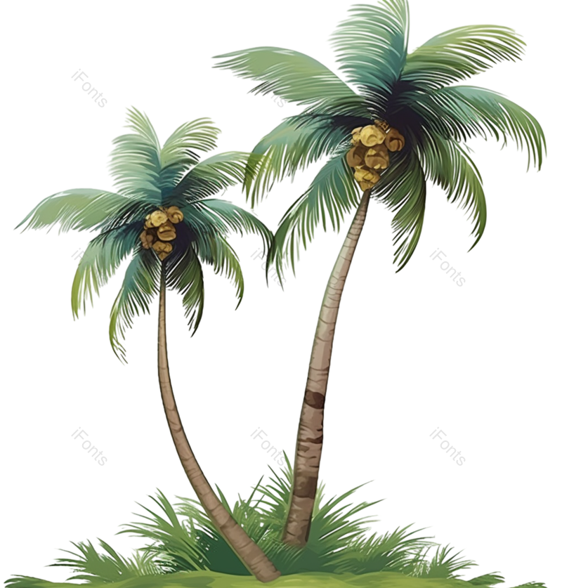 元素图片,夏天元素,椰子PNG,椰子树免抠素材